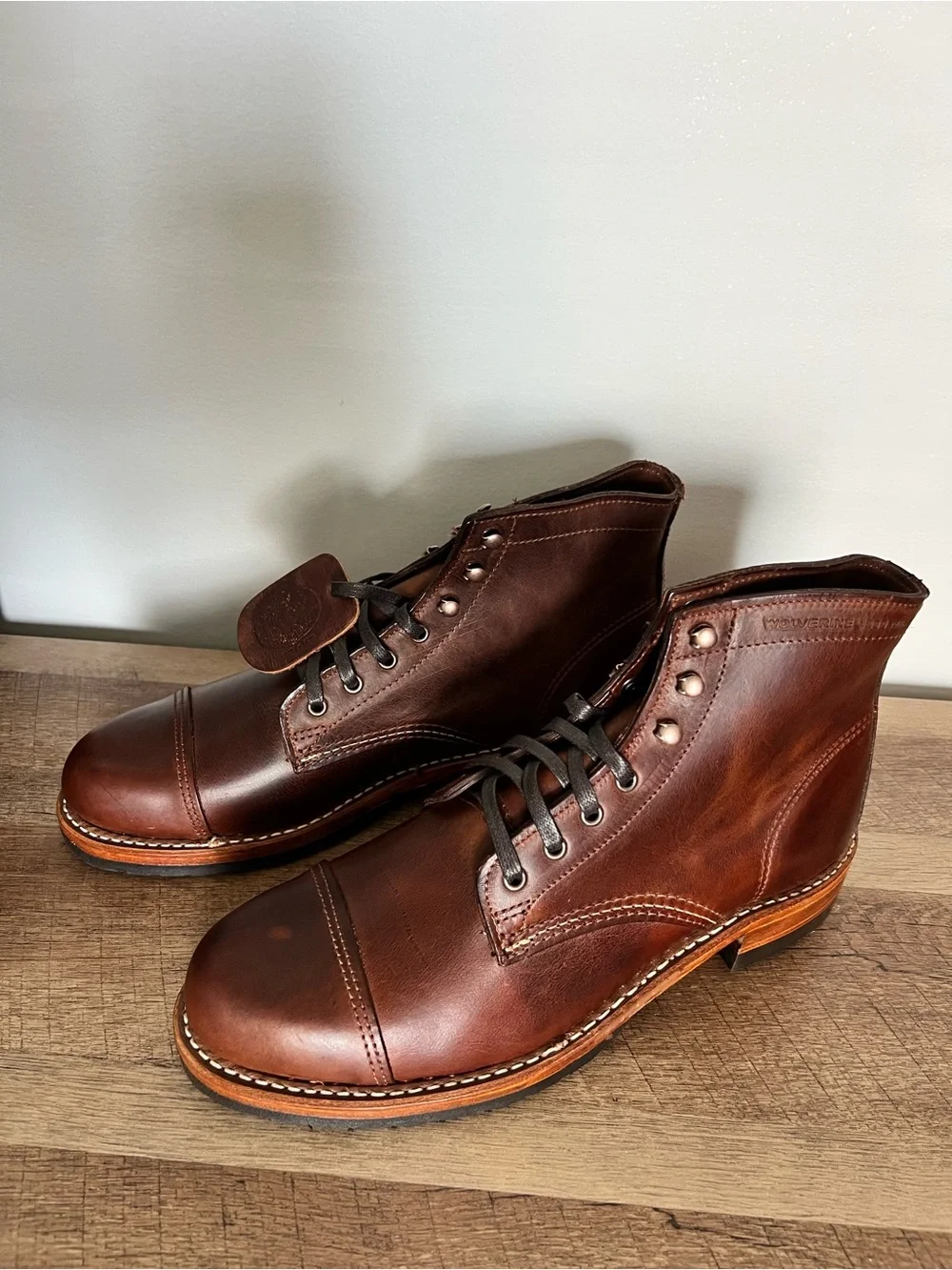 Wolverine Brown Leather Cap-Toe Lace-Up Boots